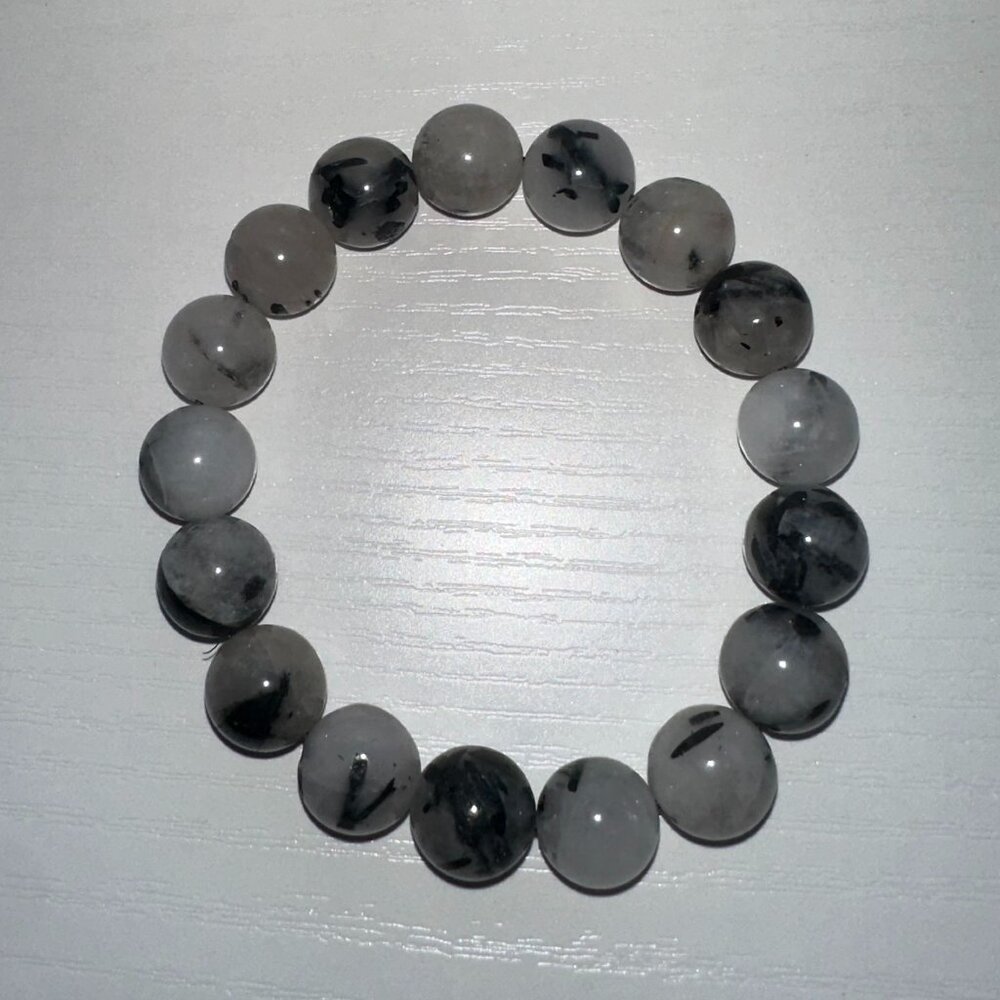 Black Rutilated Quartz Beaded Bracelet